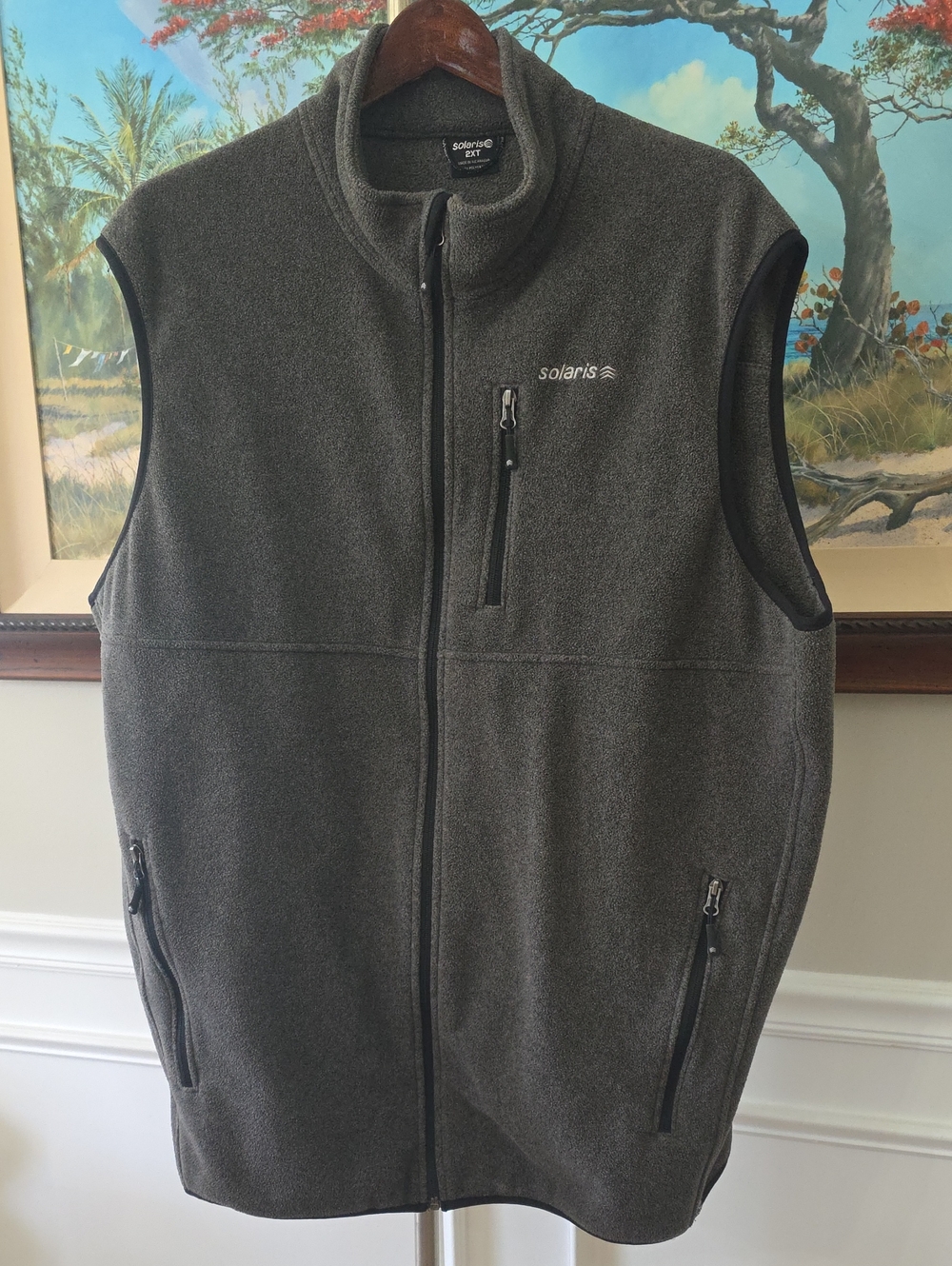 Solaris Men’s Dark Gray Fleece Vest with Zippered Pockets